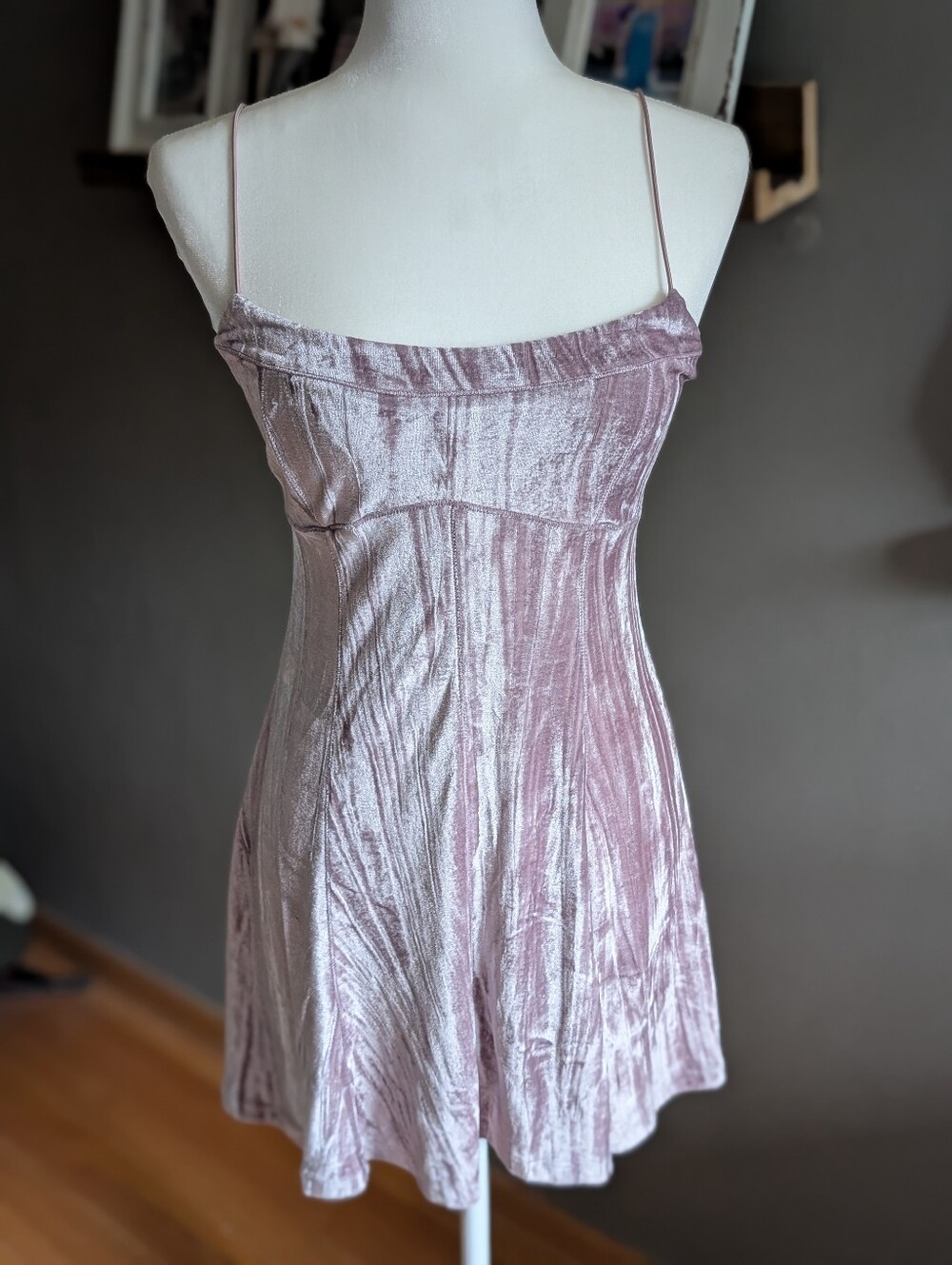 Wild Fable Size S Dust Mauve Pink Crushed Velvet Mini Dress 90s Y2K Slip Dress